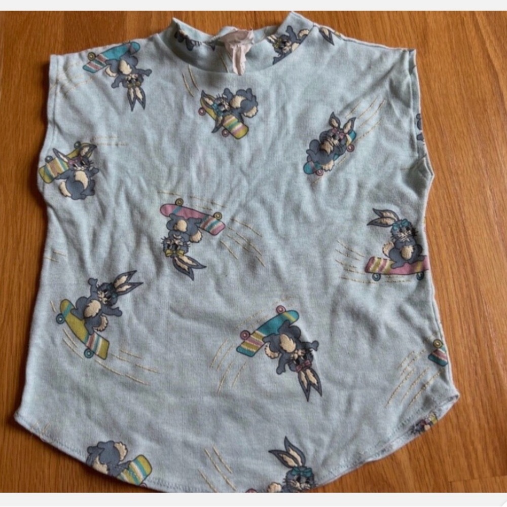 Vintage sea isle sportswear Kids Bunny Print Sleeveless Top youth 6